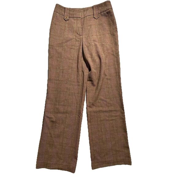 VTG 2000s Y2K MOSSIMO PLAID BOOTCUT DRESS PANTS BROWN/GREEN WOMENS 4 - Picture 2 of 11